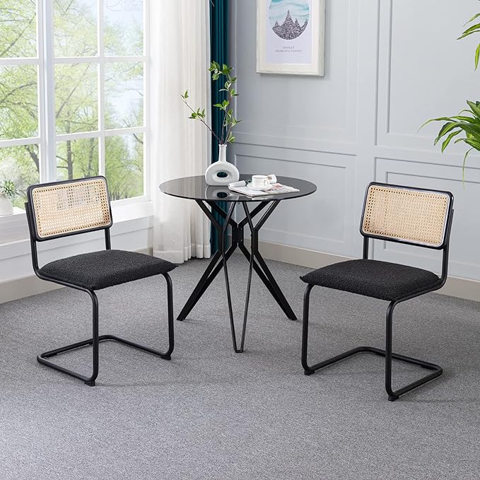 Rattan Dining Chairs with Cane Backrest