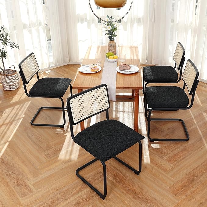Rattan Dining Chairs with Cane Backrest