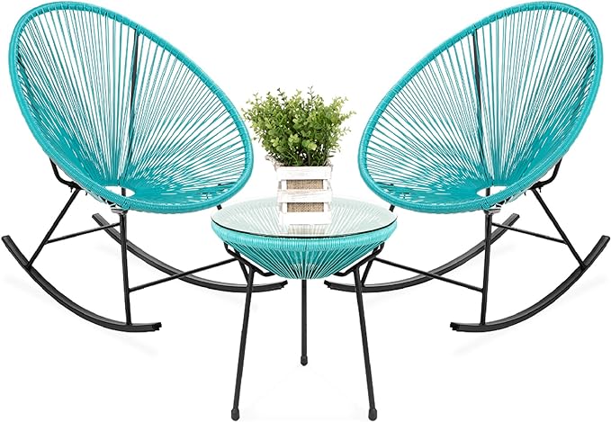 3-Piece Outdoor Acapulco All-Weather Woven Rope Patio Conversation Bistro Set