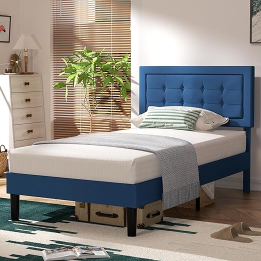 Twin Size Upholstered Bed Frame with Height