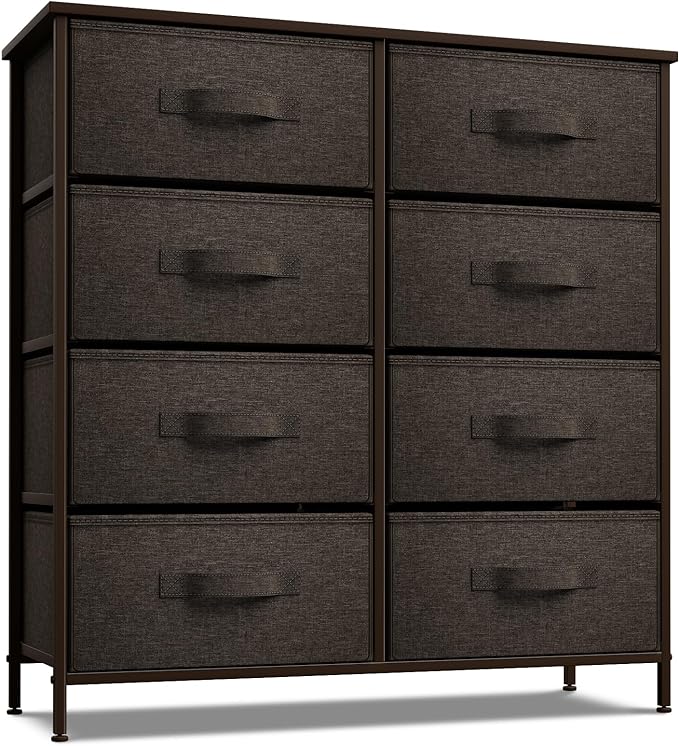 Dresser with 8 Faux Wood Drawers Chest Organizer Unit