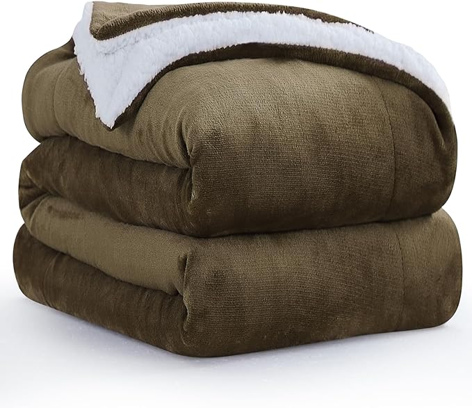 Warm Throw Blanket King - Thick Sherpa Flannel Reversible Blanket