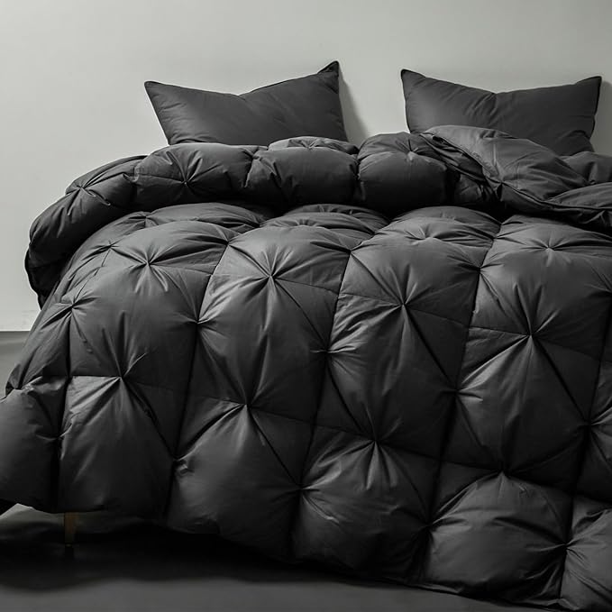 Pinch Pleat King Size Down Comforter - All Season Medium Warm Duvet Insert