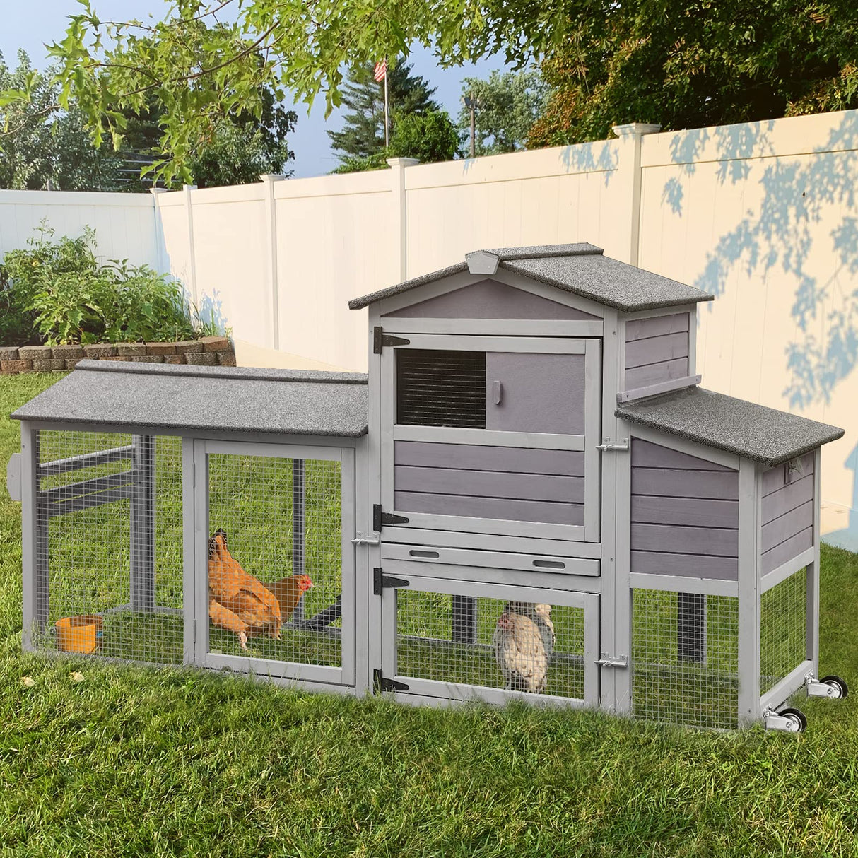 ChickWagon Pro mobile chicken coop with wheels, ramp, and nesting box