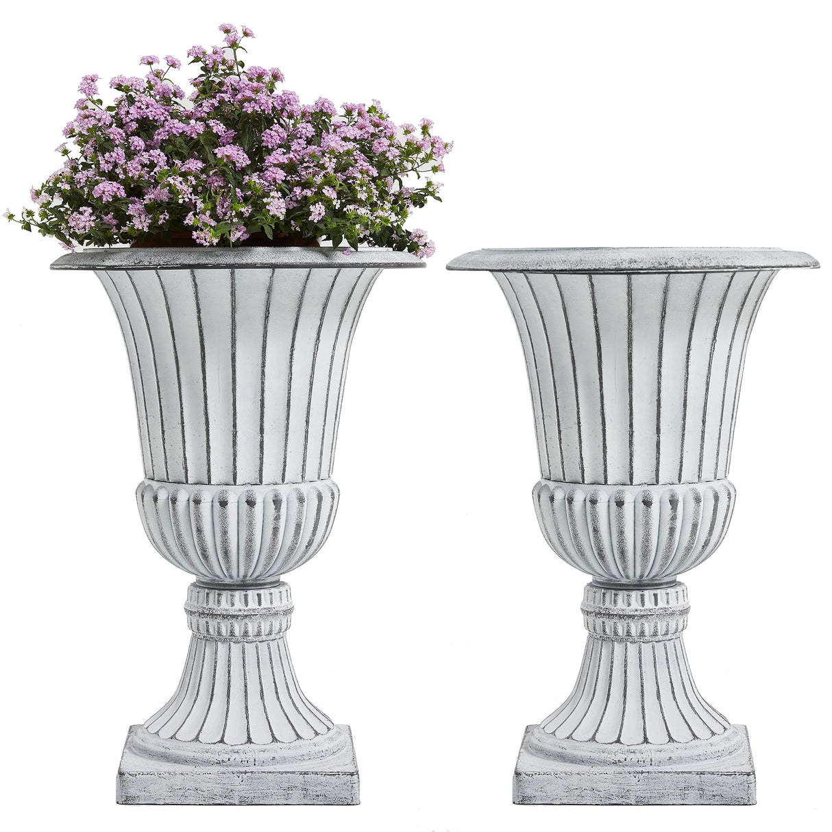 Classic 30-inch white urn planter set for gardens and patios