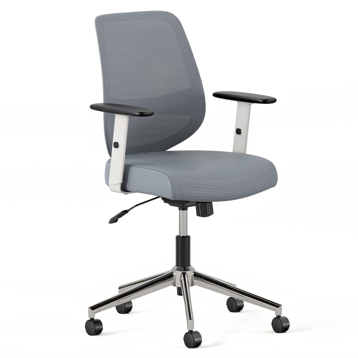 Comfortable swivel office chair with solid base and smooth wheels