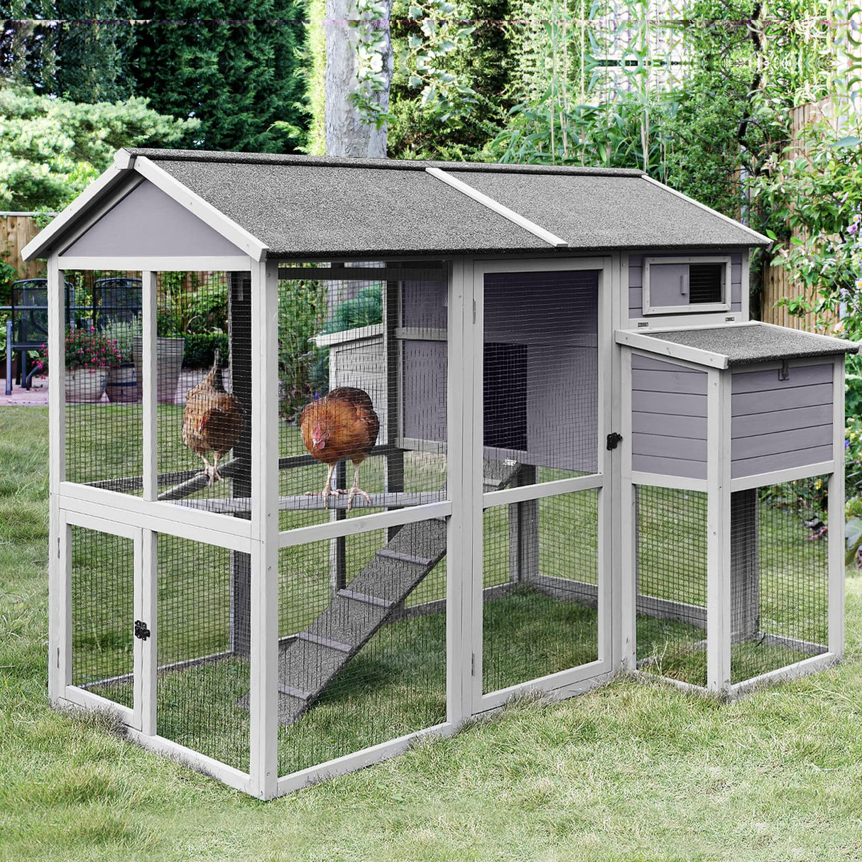 CozyNest Wooden Chicken Coop with Extended Run