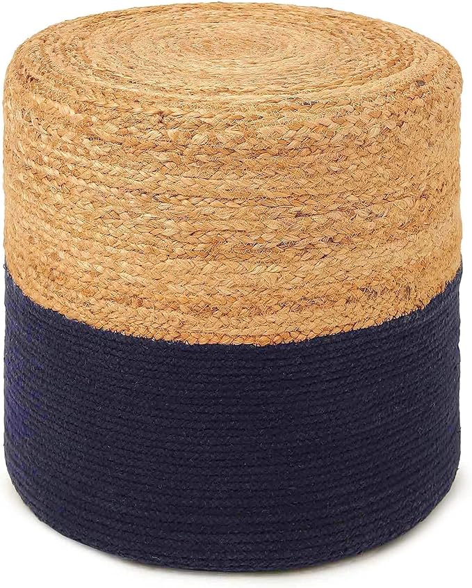 Cube Pouf Foot Stool Ottoman -Jute Braided Pouffe Poof Accent Chair Footrest