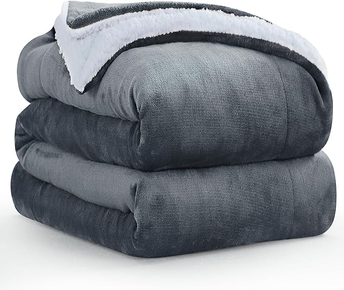 Warm Throw Blanket King - Thick Sherpa Flannel Reversible Blanket