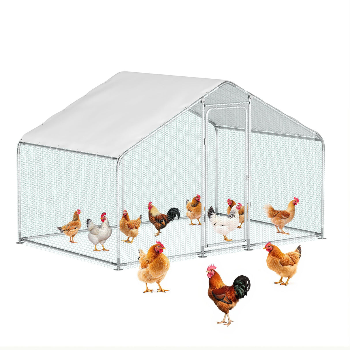 Double-lock metal door poultry pen for ducks, rabbits, and chickens