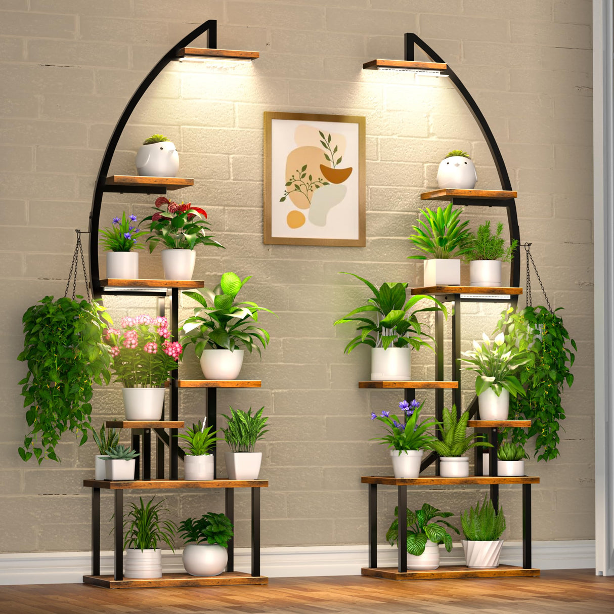 Durable metal flower stand with LED grow lights