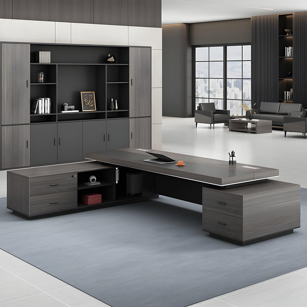 Ergonomic Executive Desk with Spacious Work Surface