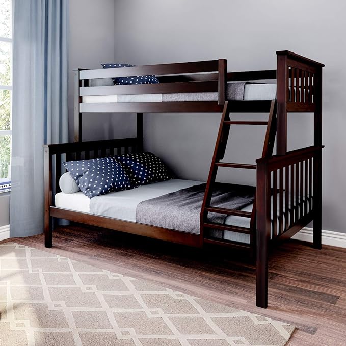 Bunk Bed, Twin-Over-Full Wood Bed Frame For Kids