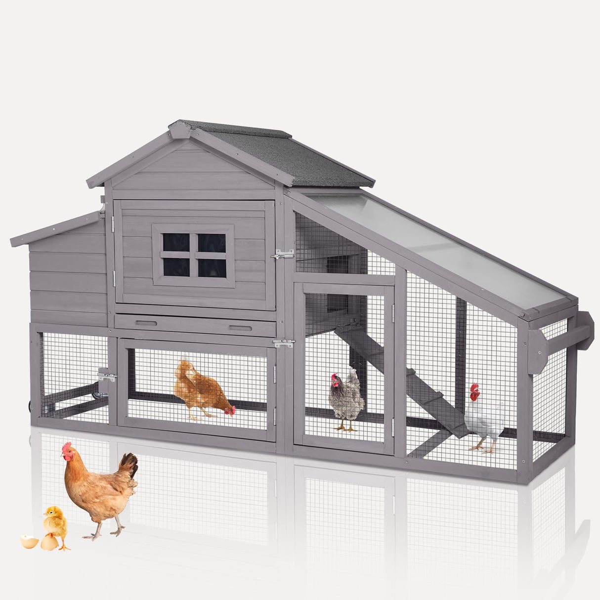 Expandable chicken house with playpen and waterproof roof