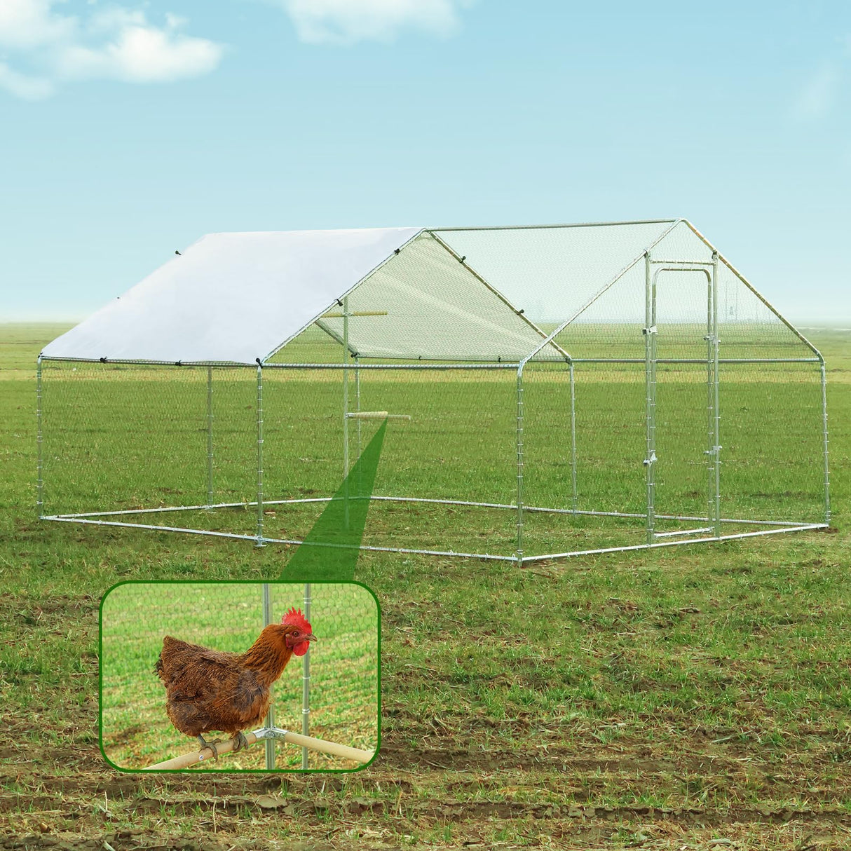 FarmFort XL metal chicken coop with waterproof PE roof