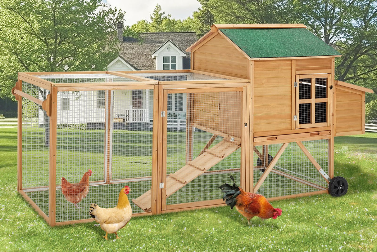 FeatherTrek 2-story wooden chicken tractor with wheels