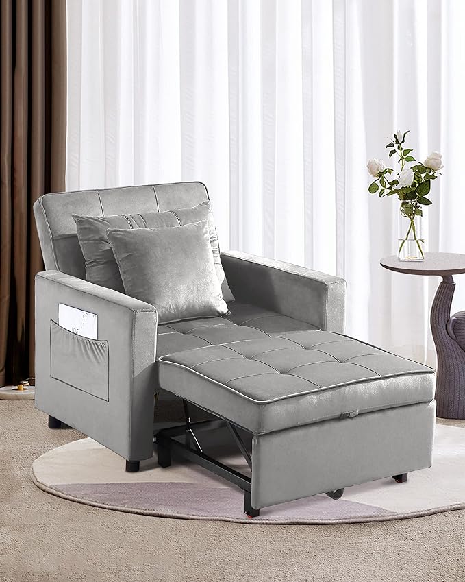 Convertible Chair Bed, Sleeper Chair Bed 3 in 1, Adjustable Recliner, Sofa