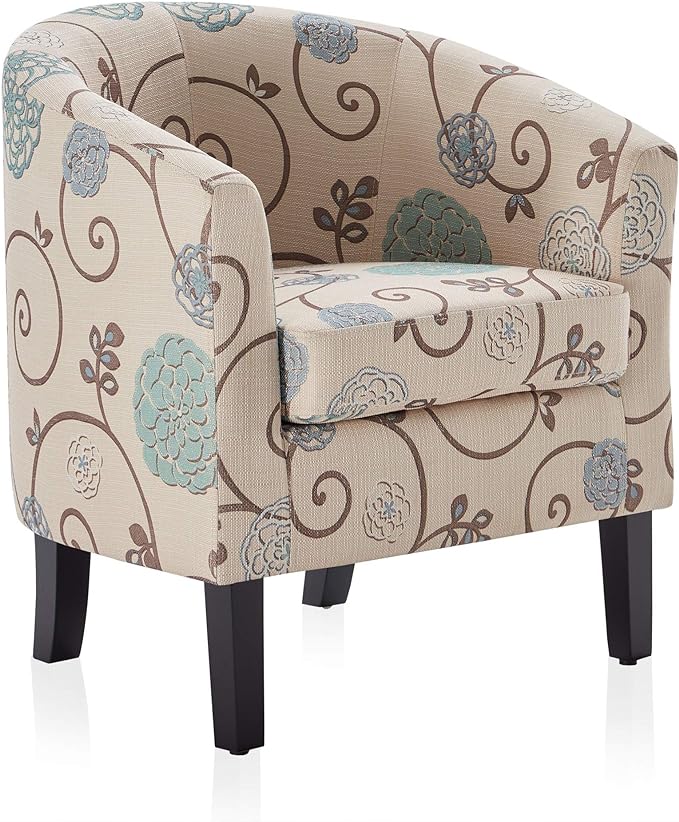 Living Room Chair, Faux Leather Accent Chair Barrel Round Club Tub Sofa Chair