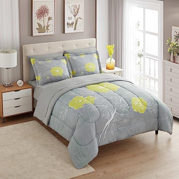 5 Piece Comforter Set Bag Solid Color All Season Soft Down Luxurious