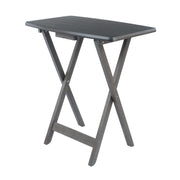 Folding snack table set in elegant oyster gray finish