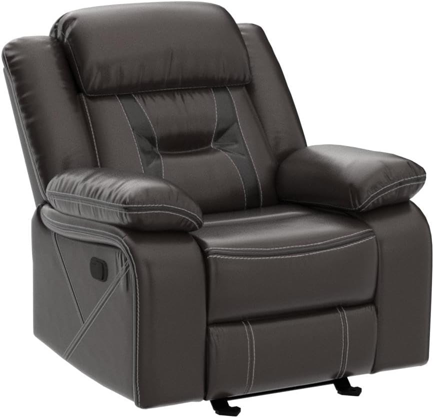 Front-facing view of Dazone UltraComfort™ black faux leather recliner