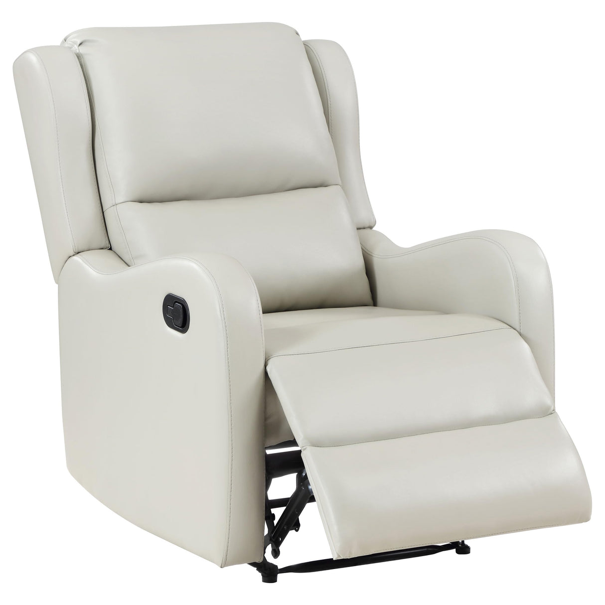 Front view of Kelsey ChicEase™recliner in ivory faux leather finish