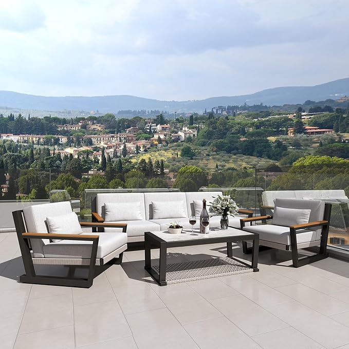 Fully reclined RecPro Charles 58" wall hugger sofa in fossil color