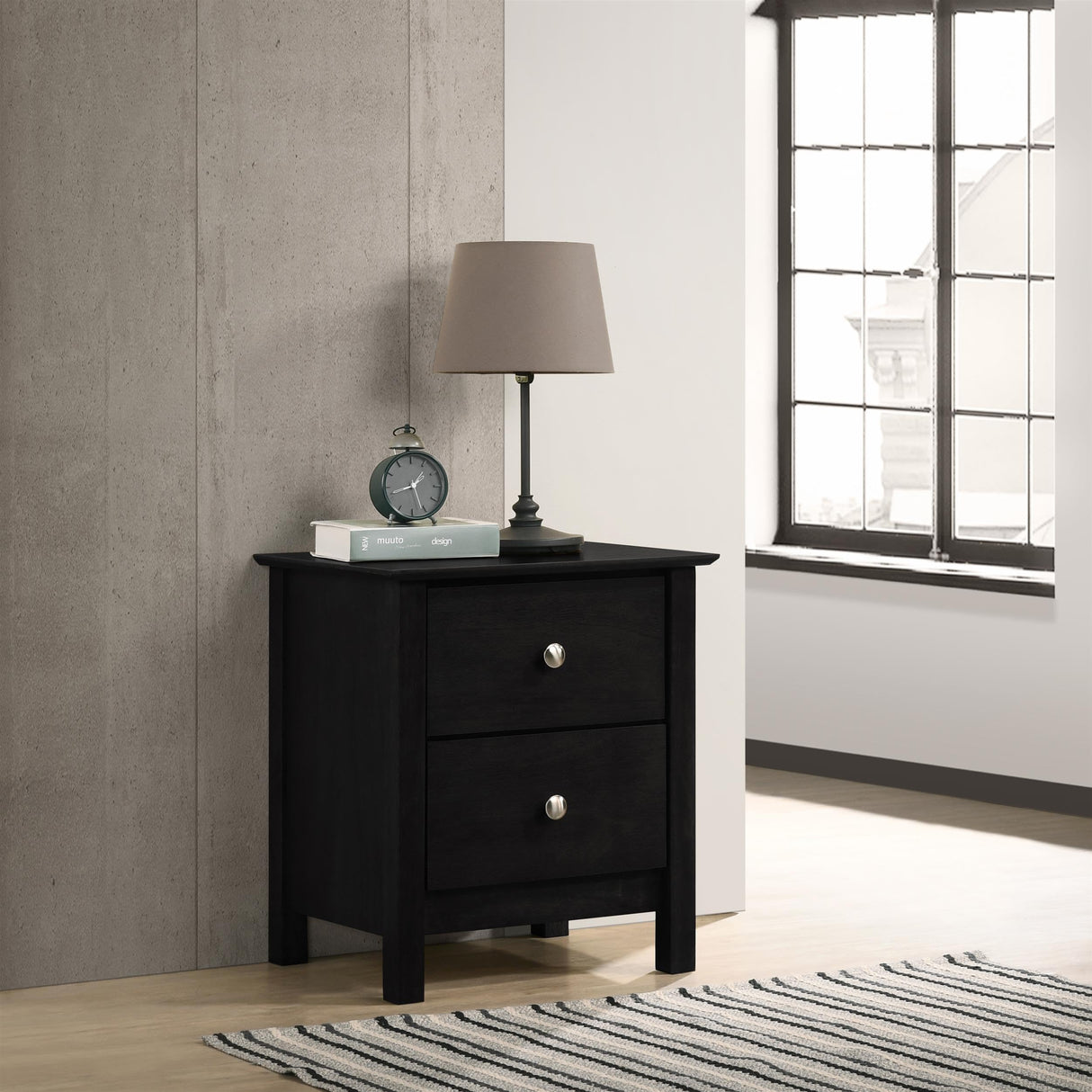 Close-up of Gemini Nightstand Drawers with Metal Handles