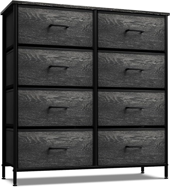 Dresser with 8 Faux Wood Drawers Chest Organizer Unit