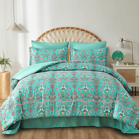 7 Piece Bed in A Bag King Floral Comforter Set