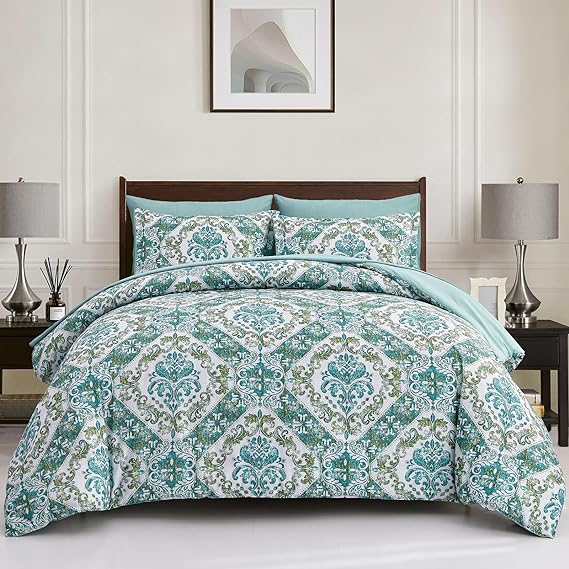 Paisley Comforter Set, 7-Piece Queen Bedding, Soft Microfiber