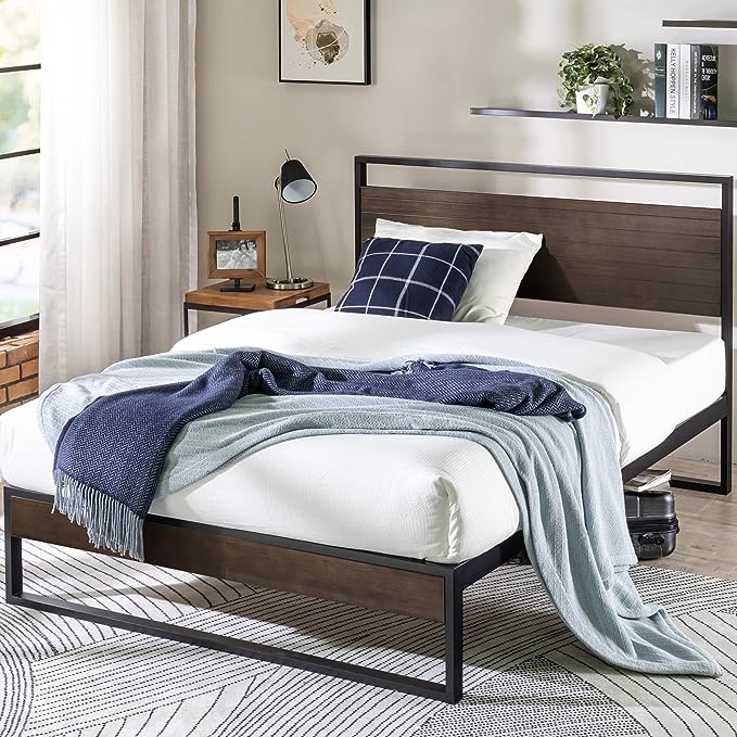 Suzanne 37 Inch Bamboo and Metal Platform Bed Frame=