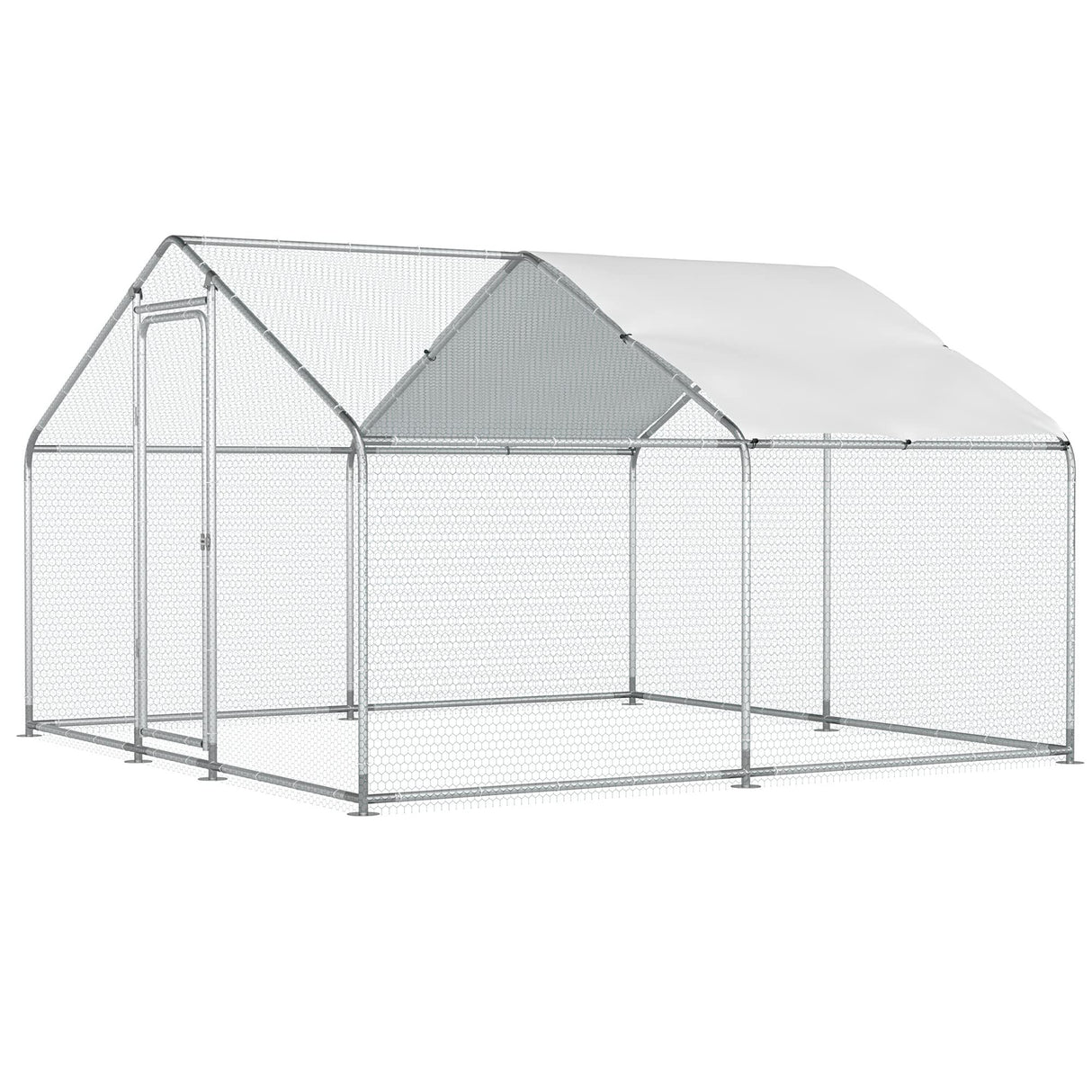GuardRoost XL 10x10 galvanized chicken run with roof tarp