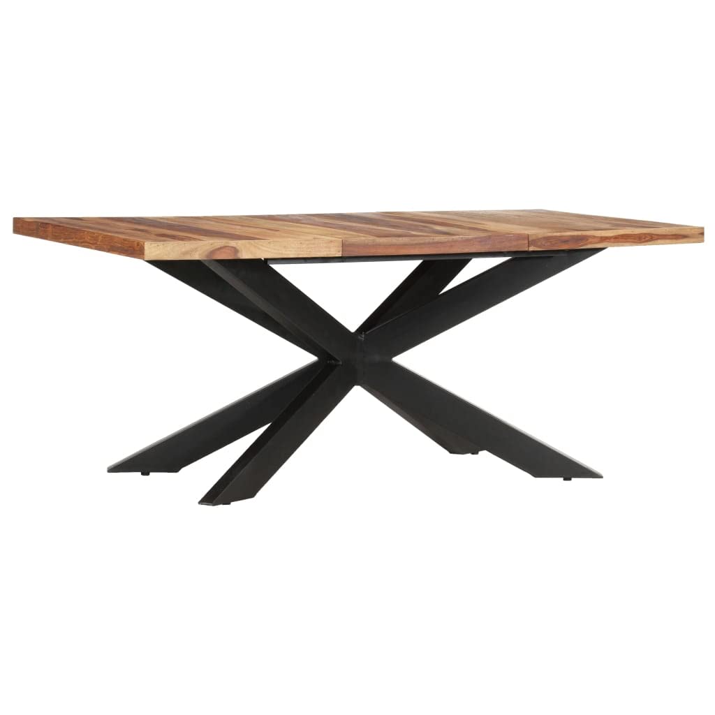 Handmade sheesham wood center table with black metal legs