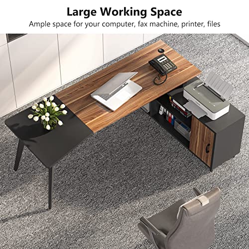 Home Office L-Shaped Computer Desk with Spacious Work Surface