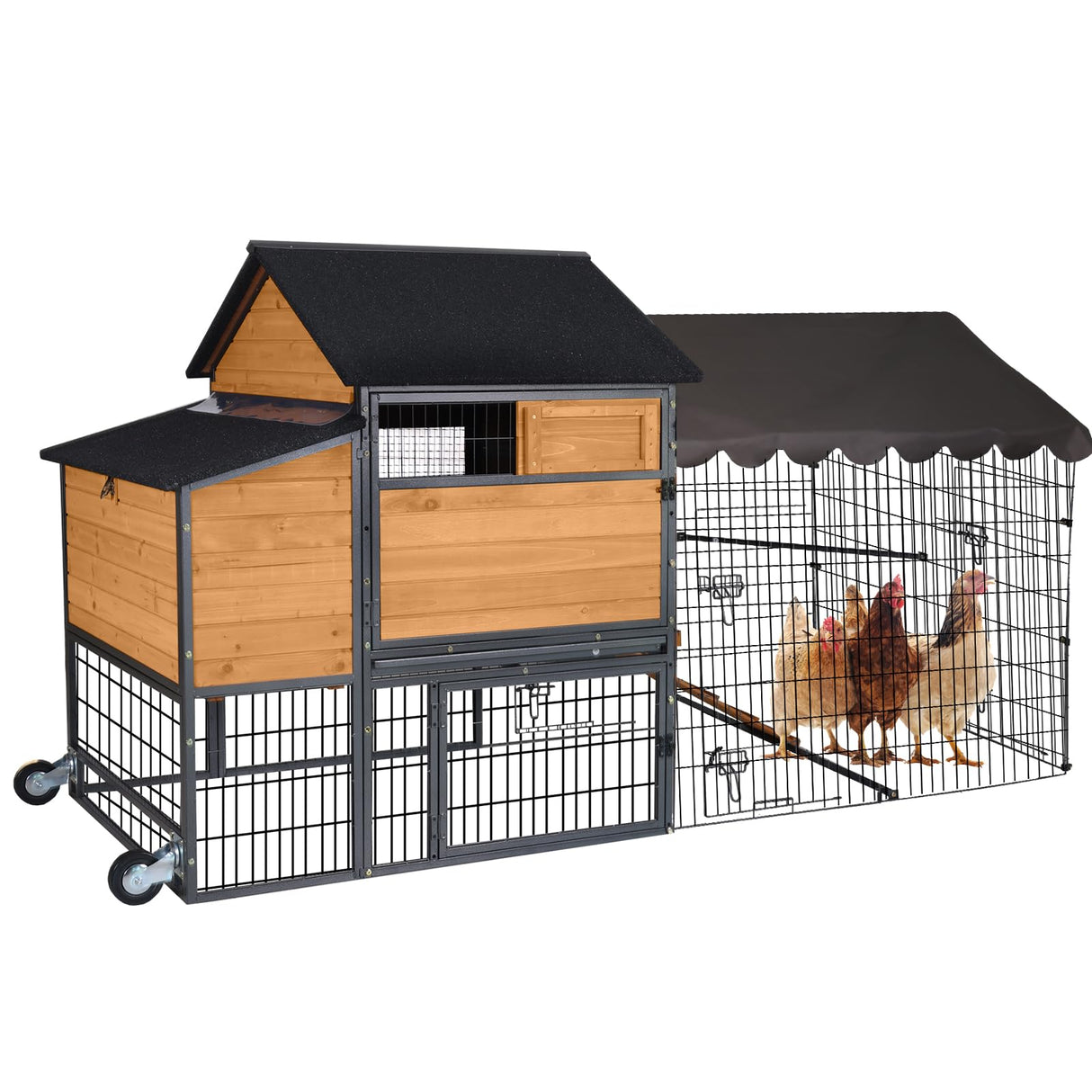 IronNest mobile chicken coop with metal run and waterproof roof