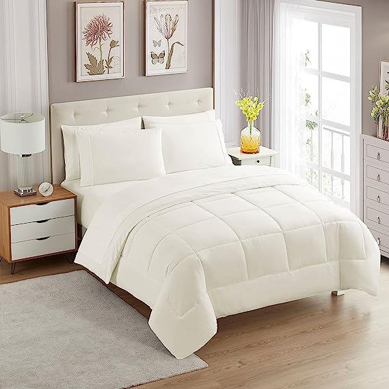 5 Piece Comforter Set Bag Solid Color All Season Soft Down Luxurious