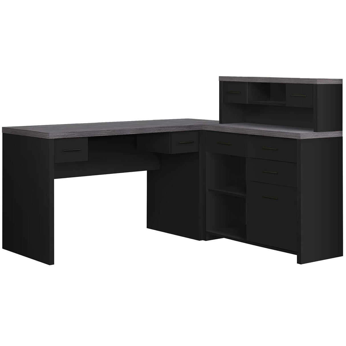 L-Shaped Computer Desk with Reversible Hutch for Flexible Setup