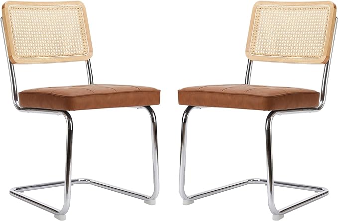 Dining Chairs Set of 2, Velvet Rattan Dining Room Kitchen Side Chairs