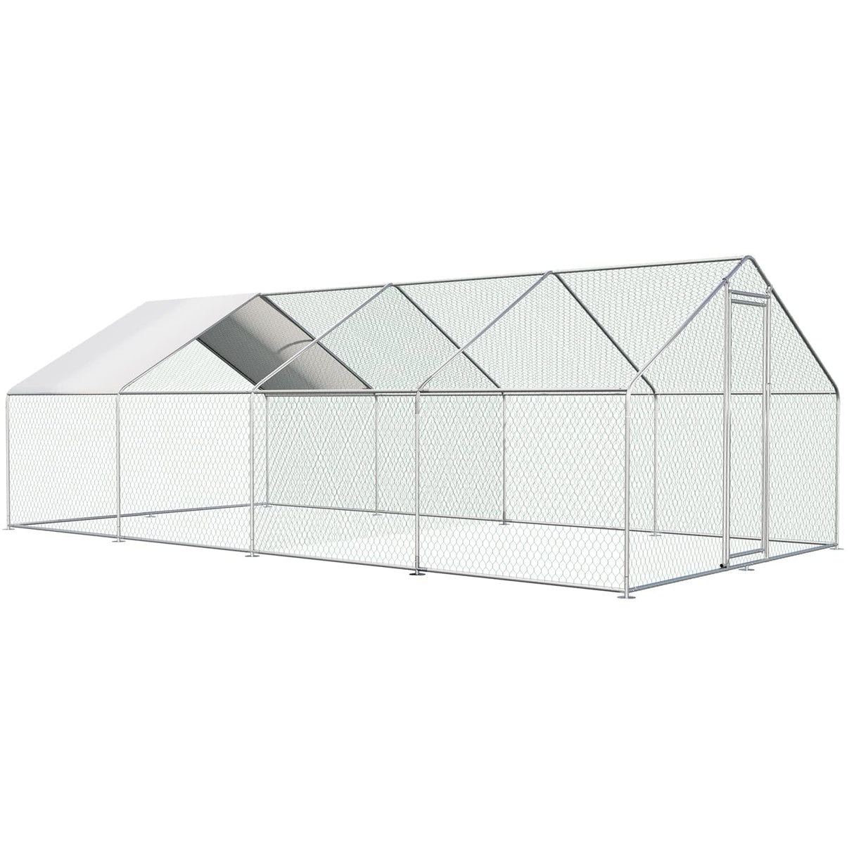 Large outdoor poultry run with UV tarp cover and rust-proof frame