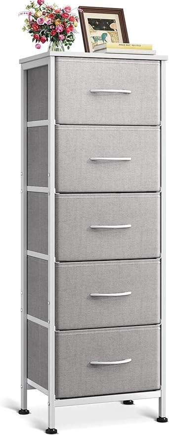 Dresser for Bedroom with 5 Storage Drawers, 48" Tall Dresser Chest of Drawers Fabric