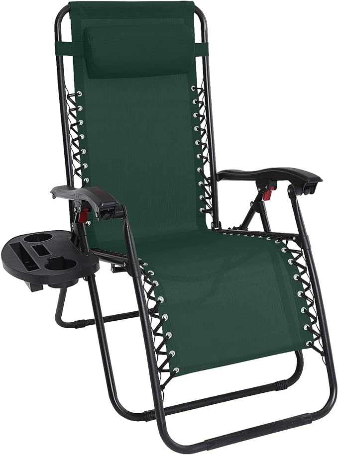 Lightweight Zero Gravity Recliner for Patio or Beach green