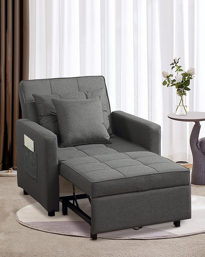 Convertible Chair Bed, Sleeper Chair Bed 3 in 1, Adjustable Recliner, Sofa