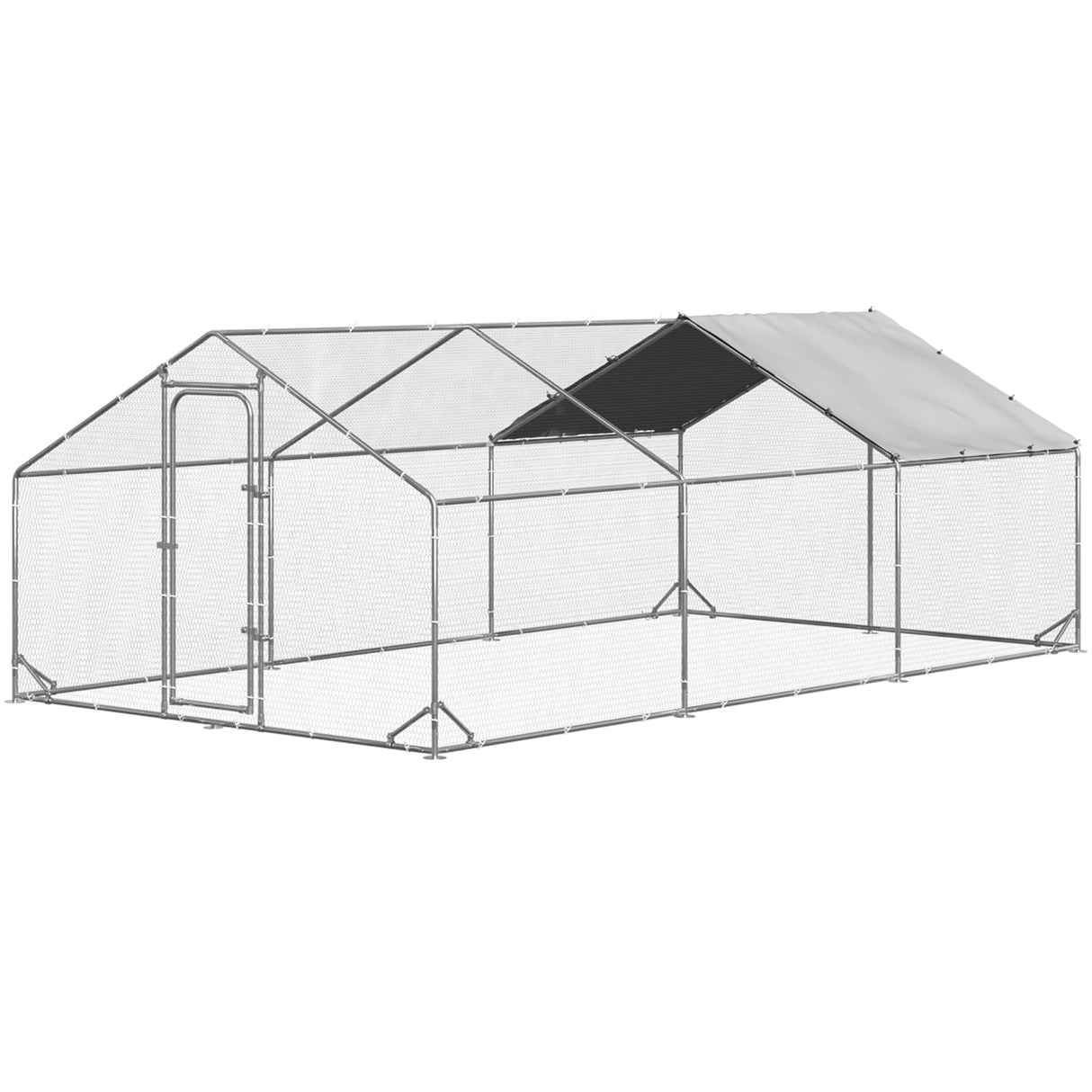 Lockable walk-in chicken run with weatherproof tarp