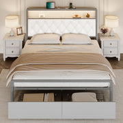 LuxoraGlow Bed Frame with LED Headboard and Storage Drawers