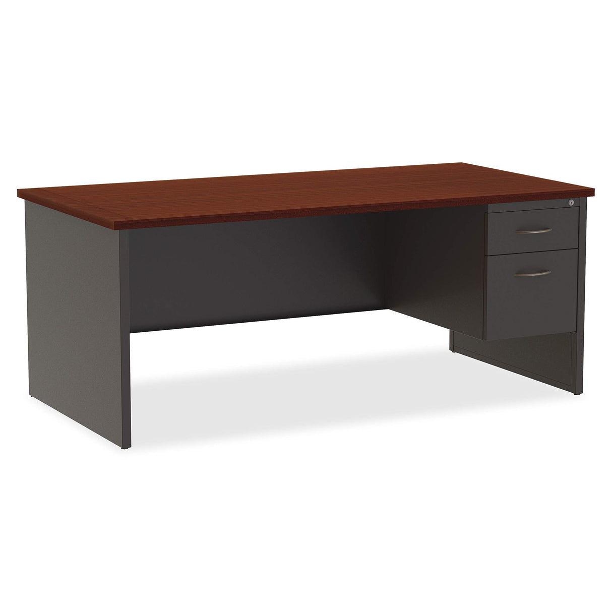Mahogany & Charcoal Modular Desk with Storage Drawers
