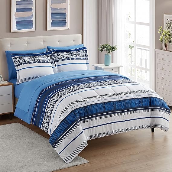 5 Piece Comforter Set Bag Solid Color All Season Soft Down Luxurious