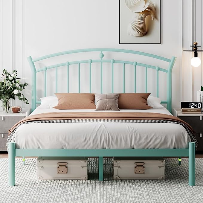 Sunrise Metal Bed – Vintage-Inspired Platform Frame with Underbed Storage