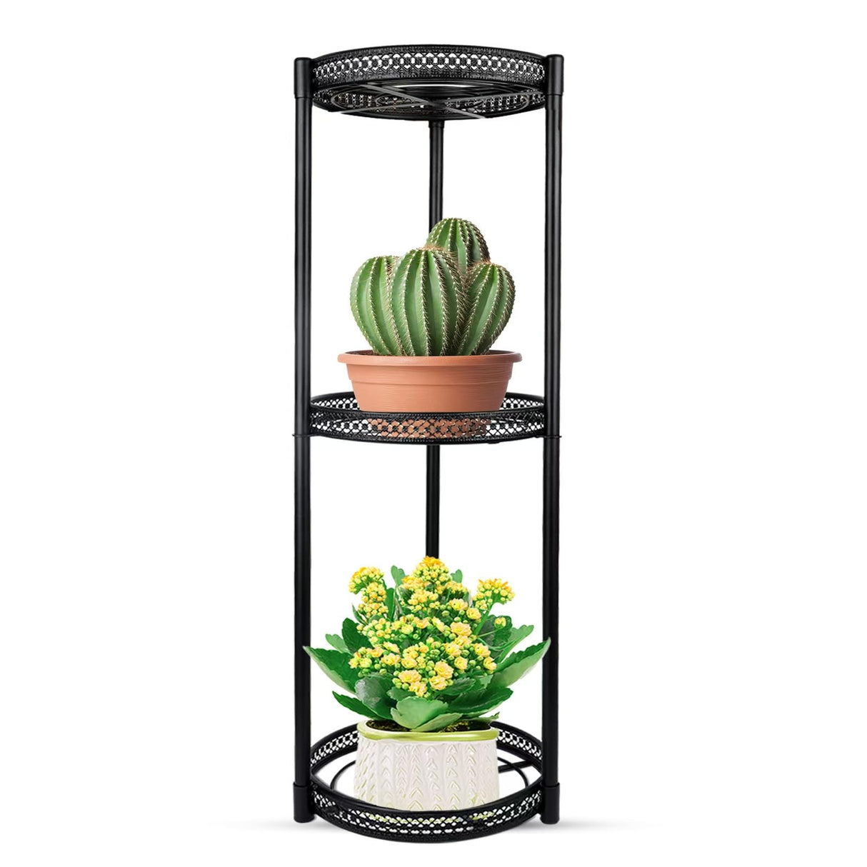 Modern Black Metal Corner Plant Stand