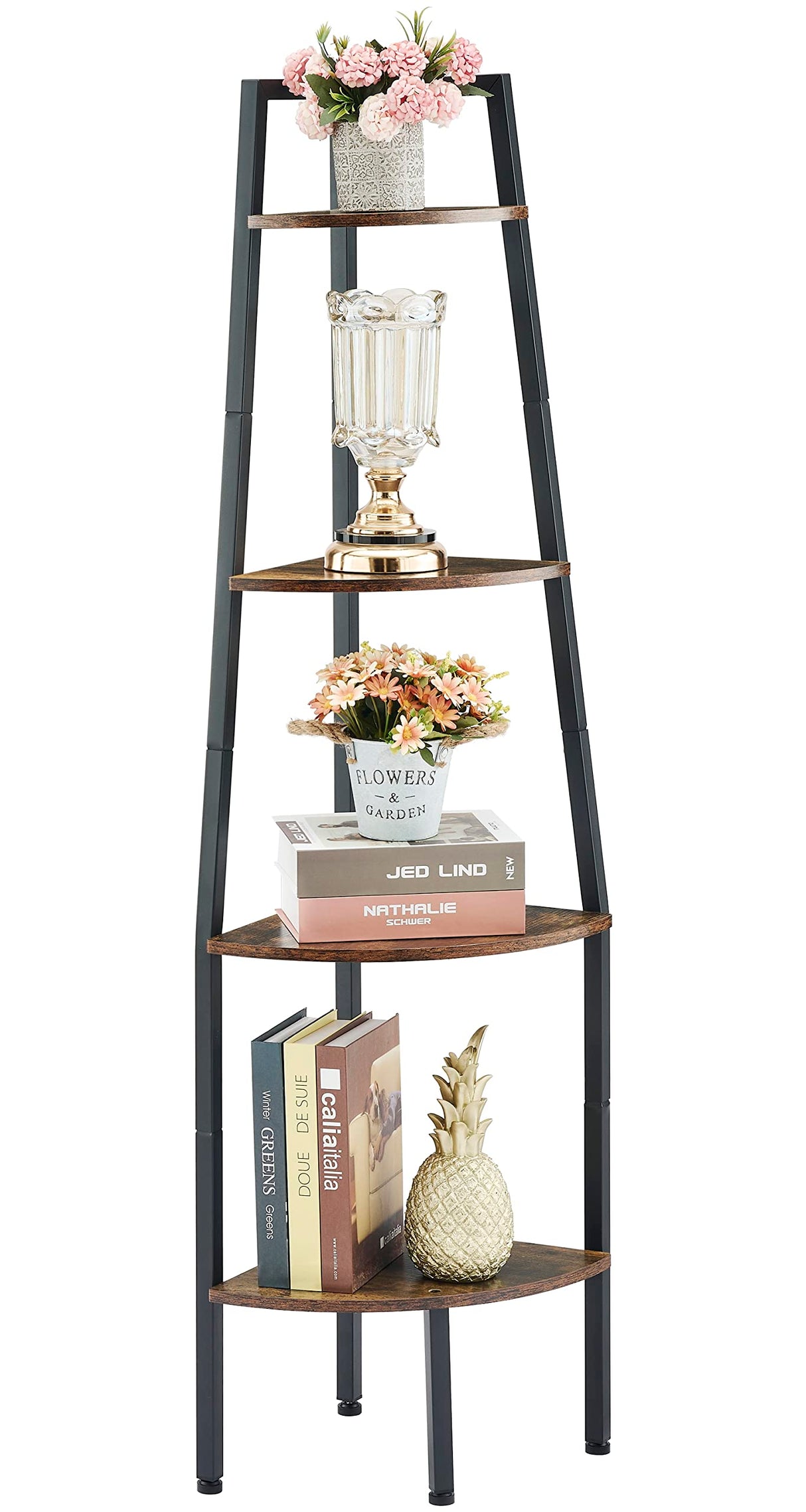 Multi-Purpose Industrial Corner Shelf for Books, Plants & Décor